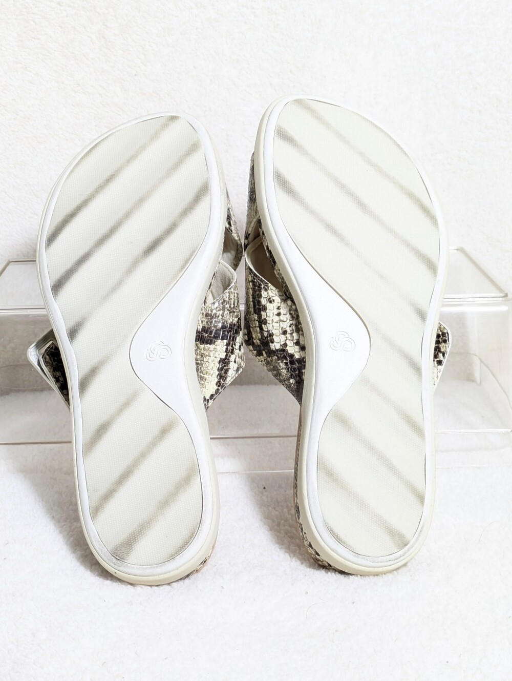 Clarks Cloud Steppers June Shell Slide Sandals Snakeskin Pattern Summer Casual 8 - Picture 5 of 7